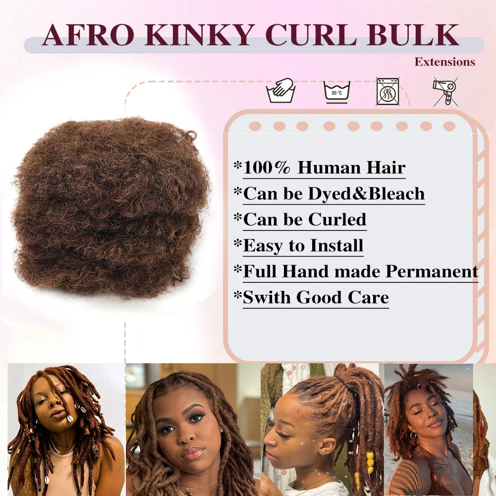 Extensions de cheveux afro crépus en vrac, 100% cheveux humains, tresses sales reggae, cheveux brésiliens naturels au crochet, dreadlocks, 4 #
