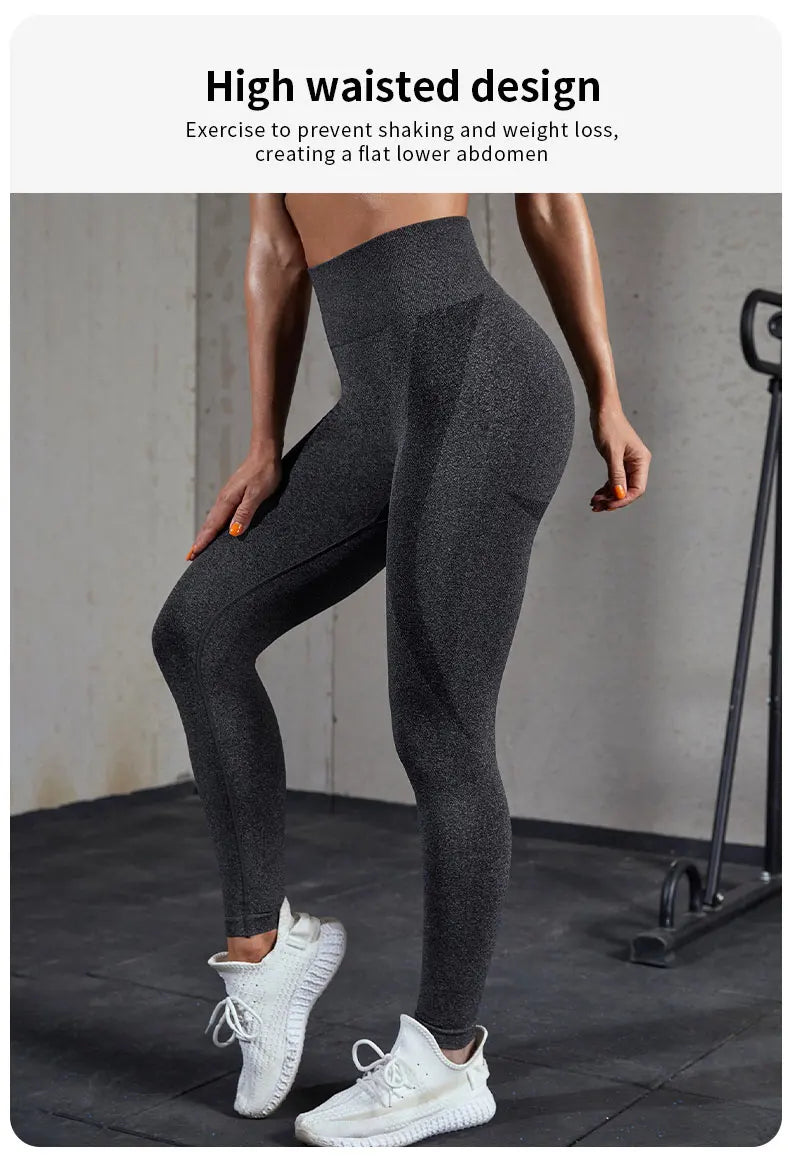 Leggings de sport taille haute pour femme, collants d'entraînement élastiques, pantalons d'entraînement sans couture pour femme, fitness, yoga, levage des fesses, courbes