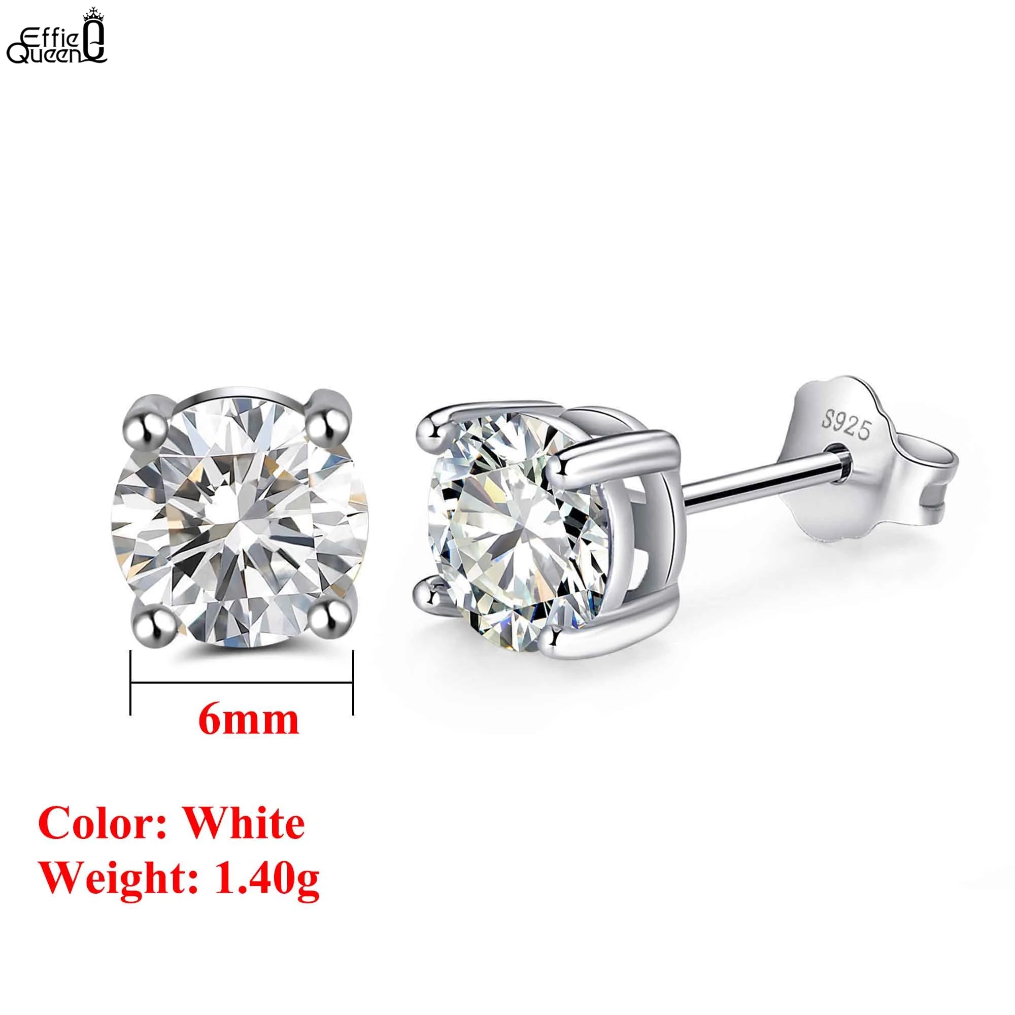 Effie Queen 925 boucles d'oreilles en argent Sterling pierre de naissance pour femmes AAA Zircon cubique 12 couleurs boucles d'oreilles mode fille bijoux SE84
