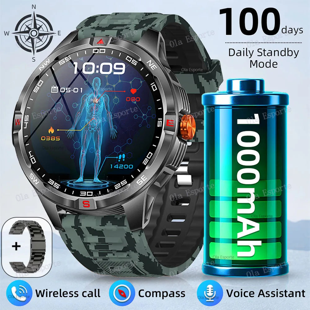 Montre intelligente 2025 boussole étanche surveillance de la santé et du sommeil grande capacité de batterie plus de 100 Modes de Sport hommes femmes Smartwatch en plein air