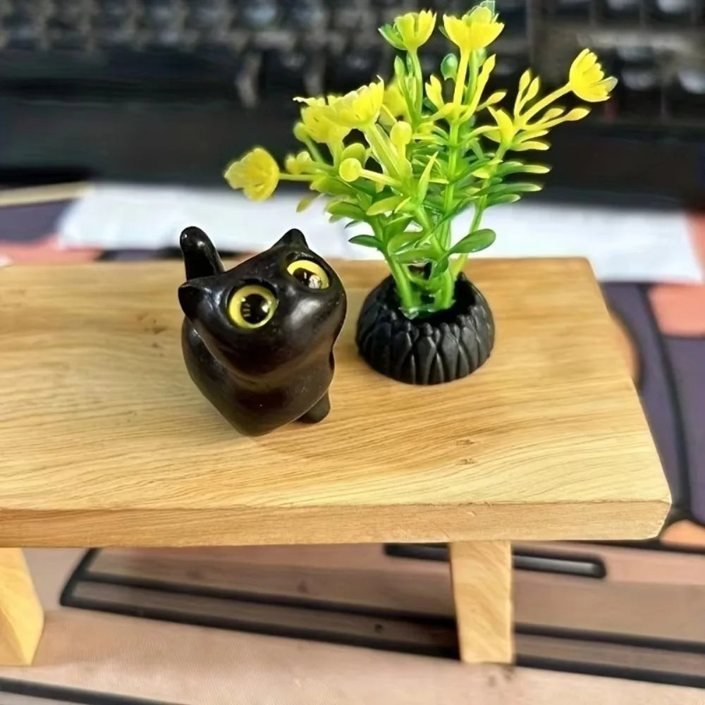 Cute handcrafted kitten figurine, miniature wooden cat, home decoration, cat event sculpture, souvenirs, home decor, ornament figurines