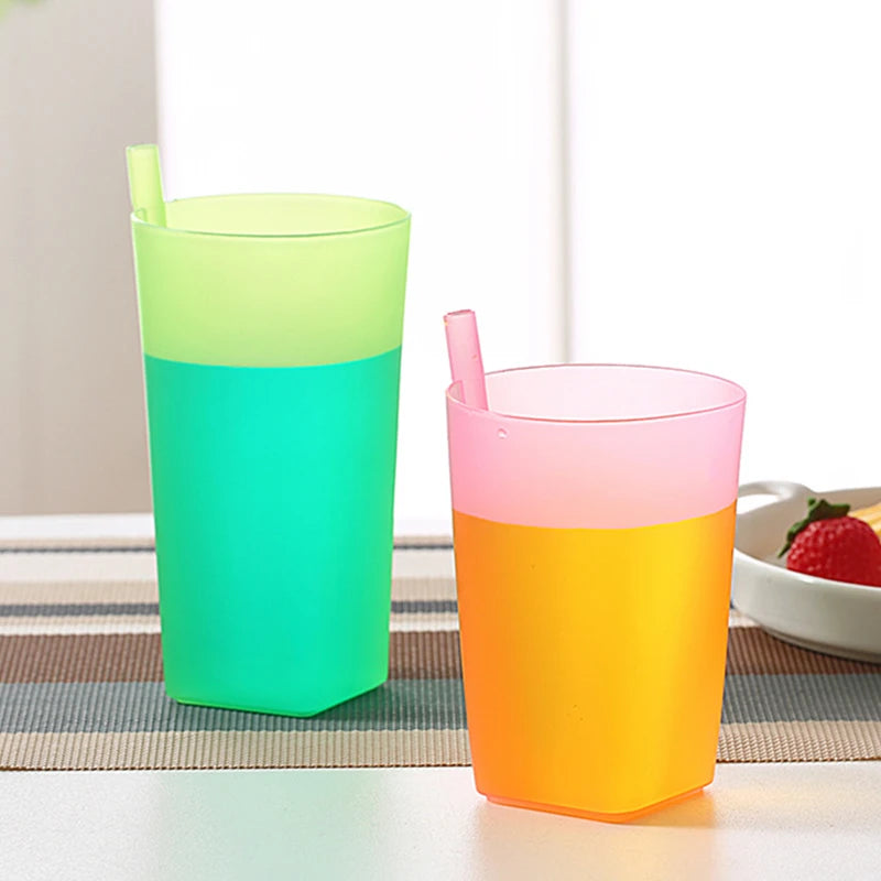 Tasse avec paille intégrée pour enfants, bouteille d'eau en plastique de qualité alimentaire