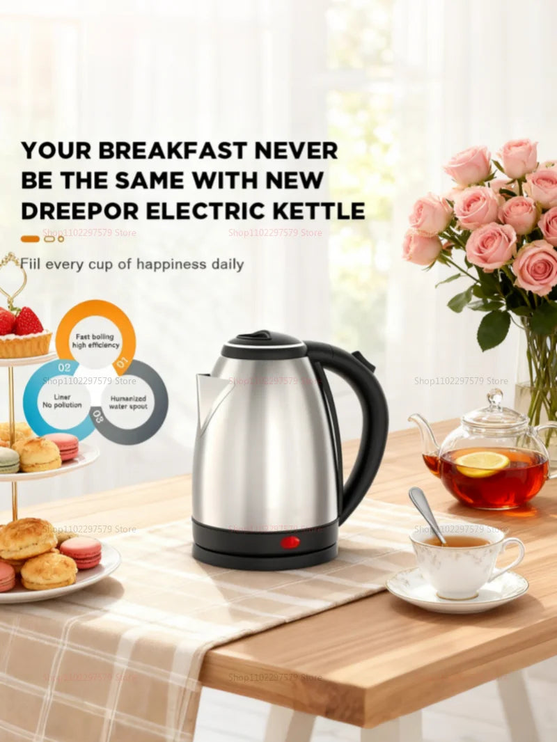 Bouilloire électrique intelligente ménage en acier inoxydable bouilloire à eau Portable 1500W eau bouillante Pot 2L bouilloire appareil ménager royaume-uni/ue