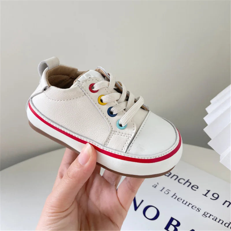Chaussures en cuir pour bébés garçons et filles, baskets pieds nus à semelle souple, Tennis en plein air, à la mode, nouvelle collection printemps/automne 2024