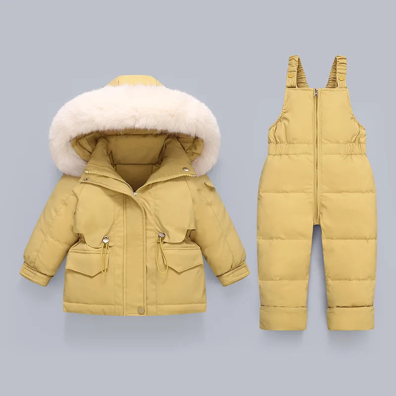 Ensembles de vêtements pour tout-petits, combinaisons de neige d'hiver pour bébés filles, doudounes chaudes, combinaisons à capuche en fourrure optique, combinaisons trempées, 0-3 ans