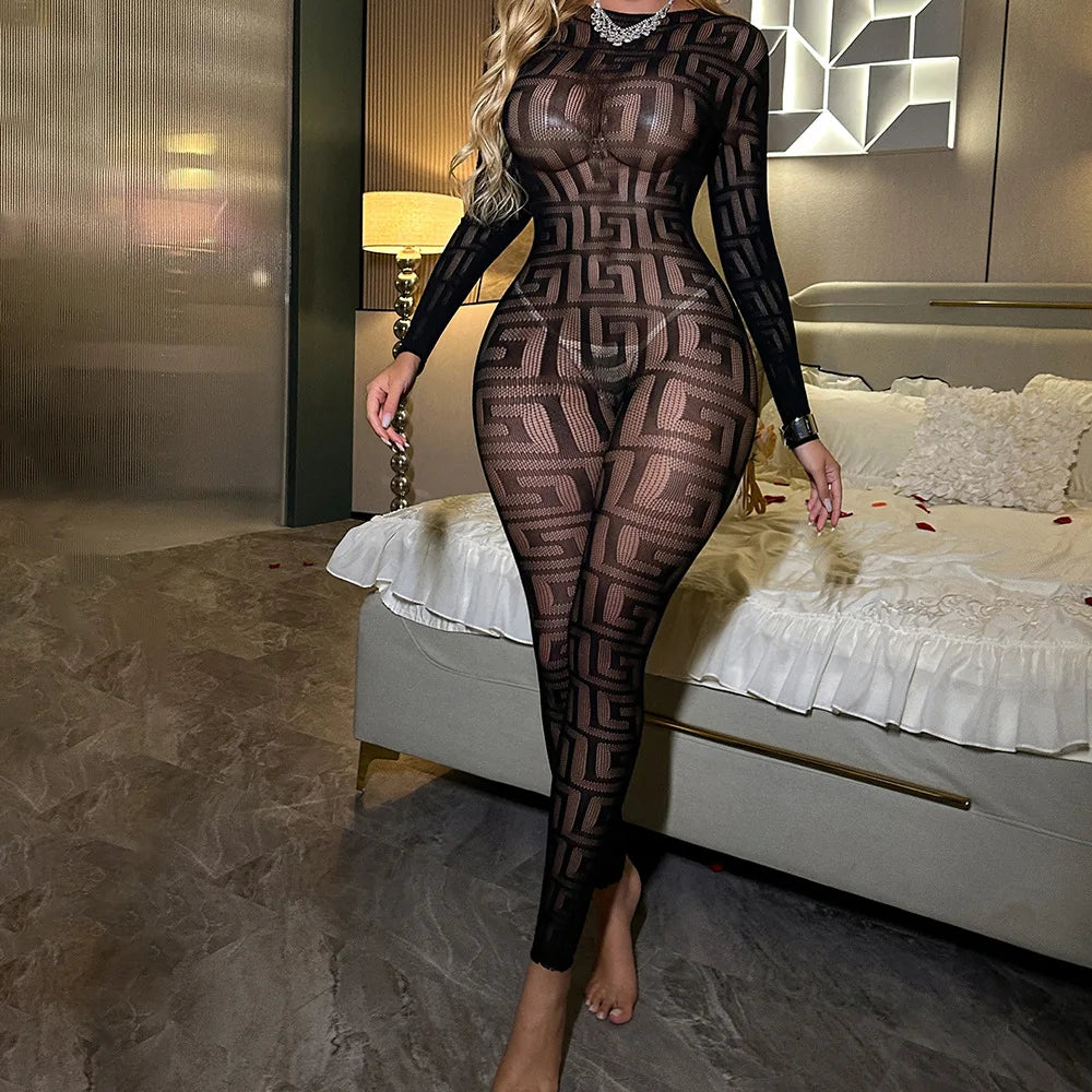 Body sans entrejambe Transparent pour le sexe, collant audacieux, entrejambe ouvert, Costumes érotiques, Lingerie Sexy en résille