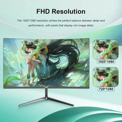 DJIEX – moniteur de jeu FHD incurvé de 24 pouces, résolution 1920x1080p, taux de rafraîchissement 100Hz, rapport d'aspect 16:9, inclinaison ergonomique, moniteur domestique