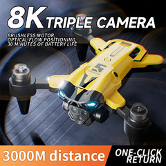 Drone professionnel M5 8K avec trois caméras grand angle, évitement d'obstacles, GPS 5G, positionnement du flux optique, quadrirotor RC sans balais