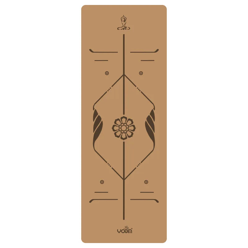 2025 Nouveau tapis de yoga de luxe en liège et caoutchouc naturel avec lignes d'alignement gravées au laser - Absorption des chocs, antidérapant, réduction du bruit