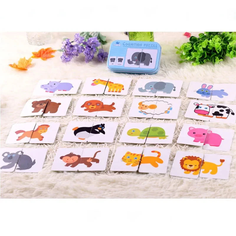 Puzzle en bois pour bébé jouets Montessori dos boîte en fer pour enfants de 2 3 et 4 ans