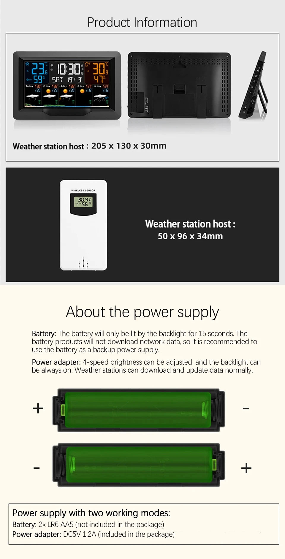 Tuya WIFI Station météo intelligente écran couleur APP contrôle météo réveil intérieur et extérieur température humidité mètre