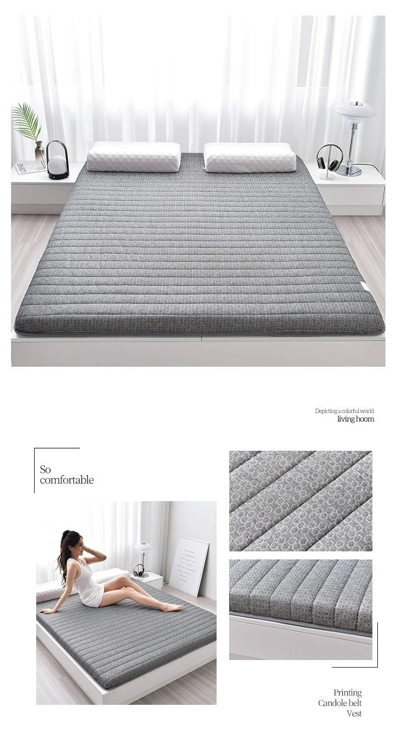 Coussin de matelas en latex, literie épaisse pour usage domestique, semelle pour usage simple ou double, coussin de matelas pliable en coton à mémoire de forme