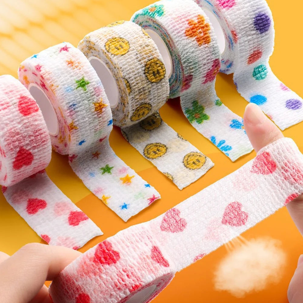 5-piece set self-adhesive elastic bandage, first aid wrap, sprain, cohesive elastic bandage, sports injury, finger bandage, adhesive wrap