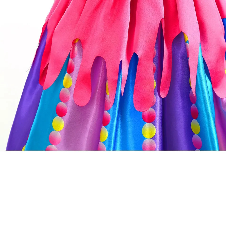 Robe sucette sucette pour filles, costume de carnaval, costume d'anniversaire pour petits enfants, tutu arc-en-ciel de paupières, vêtements de mariage pour enfants, bonbons doux, nouveau