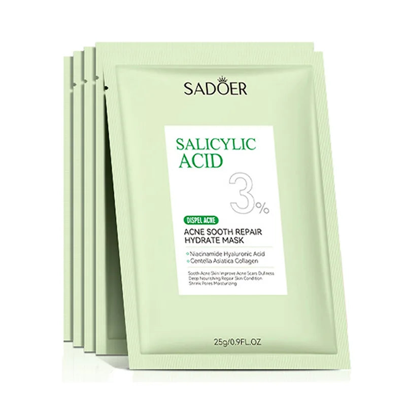 5 pièces SADOER acide salicylique masque Facial hydratant nourrissant raffermissant hydratant masques pour le visage masque en feuille soins de la peau