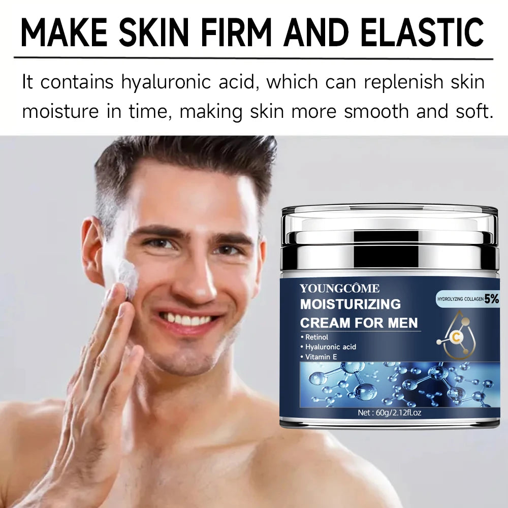 Crème hydratante au collagène pour hommes au rétinol et vitamines, réparation Anti-rides, estompe les ridules, soin du visage à l'acide hyaluronique