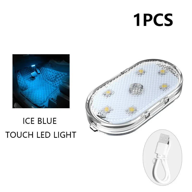Voiture LED lumières tactiles USB capteur Rechargeable lampe de lecture Auto porte lumière toit plafonnier voiture intérieur atmosphère lampe