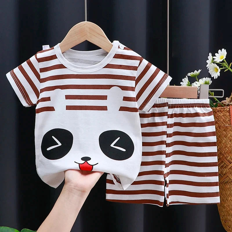 Ensemble de vêtements pour enfants bébé garçon/fille T-Shirt + short vêtements d'été coton dessin animé décontracté garçons survêtement enfants ensemble de vêtements pour bébé