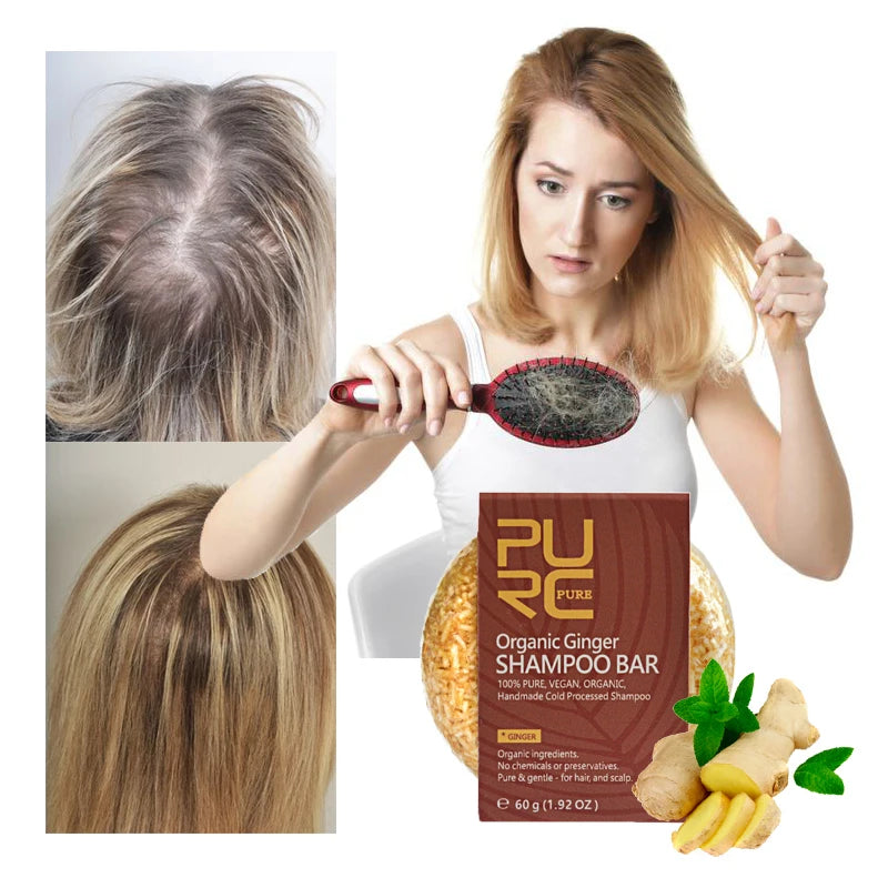 PURC-Shampoing en Polygonum pour Cheveux Gris et Blanc, Barre de Traitement du Cuir oral elu, au Charbon de Bambou de Regina, Solide, 60g