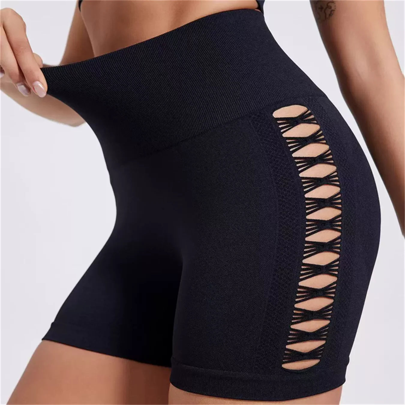 Pantalon de Fitness sans couture teint par nouage pour femmes, taille haute et levage des hanches, short serré de sport, course à pied, Sexy, pêche, Fitness, Yoga