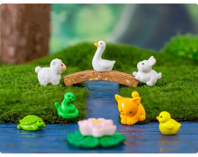 17 sortes d'animaux mignons, Figurines décoratives, Micro Zoo, accessoires miniatures, Mini canards, maison de poupée, décoration de jardin féerique