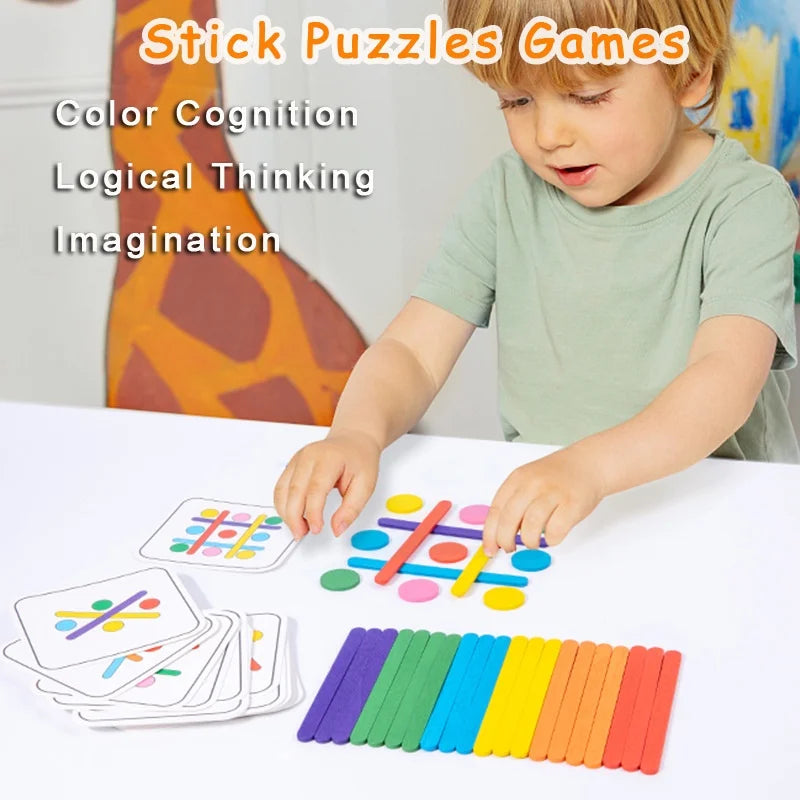 Puzzle bâton arc-en-ciel pour enfants, jouets Montessori, couleur sensorielle, pensée logique, jeux assortis, jouets éducatifs précoces en bois