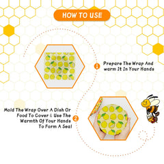 Beeswax Food Wrap 3-Piece Set, Reusable Eco-Friendly Organic Cotton Wax Fabric, Household Plastic Wrap Replacement, Washable Lemon Pattern