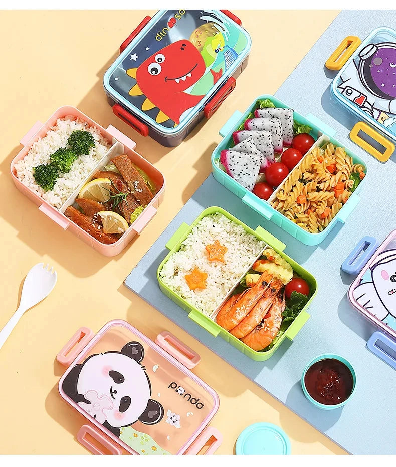 Boîte à déjeuner mignonne pour enfants, filles et garçons, avec compartiments, boîte à déjeuner Bento, étanche, boîtes à collations alimentaires pour enfants, nouveau 2025