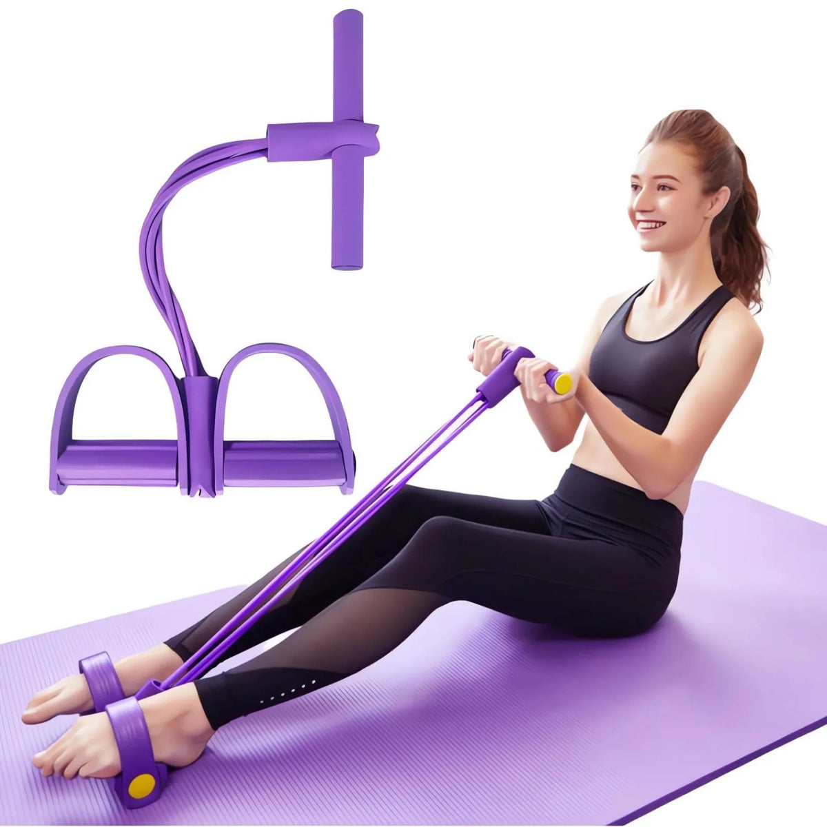 Four-tube pedal tensioner, multifunctional home fitness equipment, yoga, abdominal strengthening, resistance band, tension rope