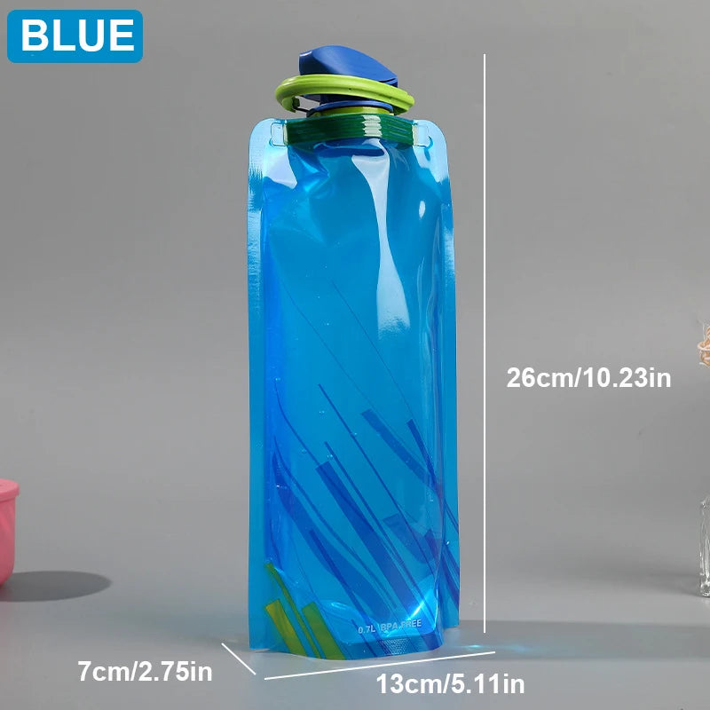 Bouteilles d'eau pliables, bouteille d'eau de voyage Flexible et réutilisable, pochette d'eau en plastique, flacon souple, sac d'eau avec mousqueton