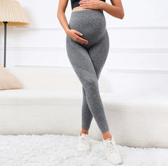 High-waisted elastic maternity leggings, slim fit for pregnant women, postpartum belly support, body-shaping fitness pants