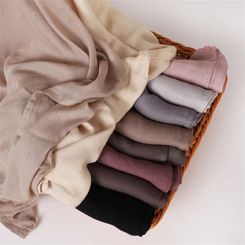 Ramadan Solid Color Plus Size Cotton Rayon Hijab Scarf Women's Muslim Headscarf Wraps Shawls Muslim Women's Headband Islamic Turban