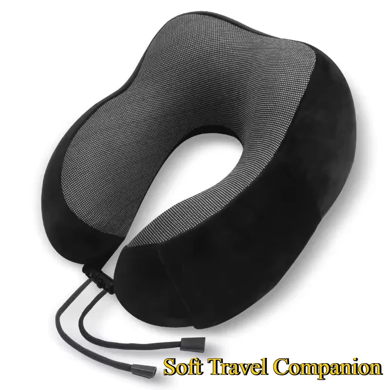 Oreiller cervical en forme de U en mousse à mémoire de forme – Compagnon de voyage doux avec fonction de massage, idéal pour l'avion, la voiture et le soutien cervical