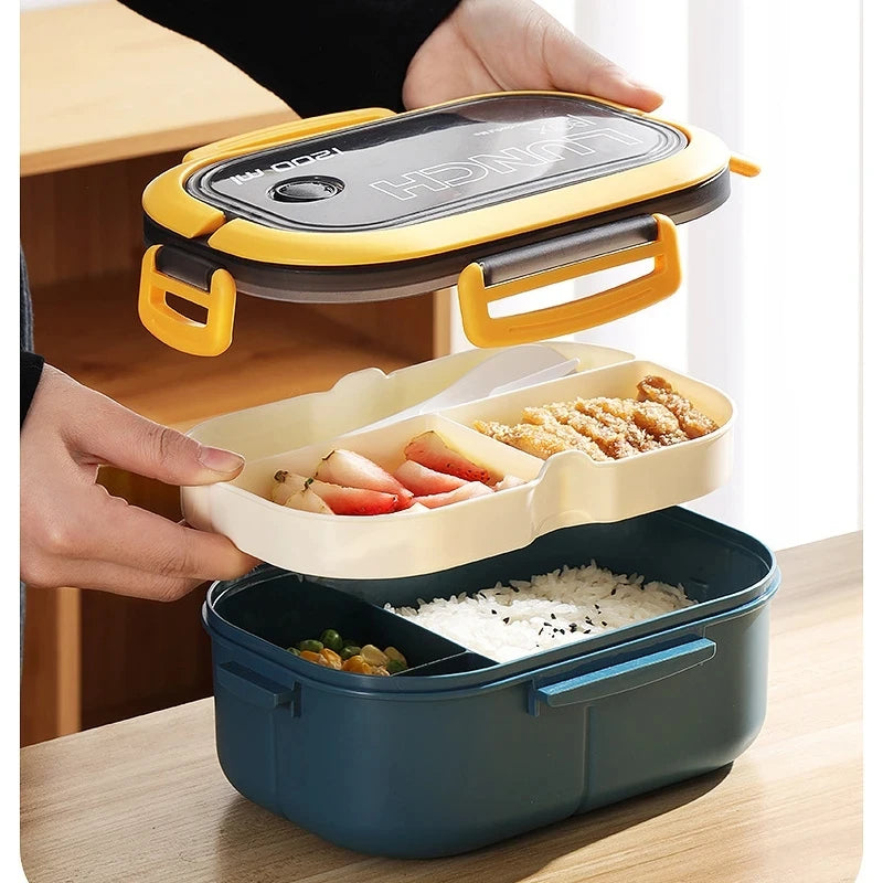 Boîte à déjeuner mignonne pour enfants, compartiments pour micro-ondes, Bento, école, Camping en plein air, pique-nique, récipient alimentaire Portable