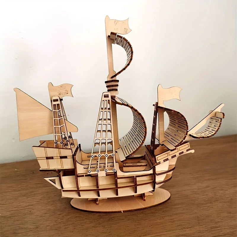 Puzzle 3D en bois, modèle de jouet mécanique fait à la main, jeu de construction, à assembler, modèle de bateau, ornement, cadeau de noël, 1 pièce