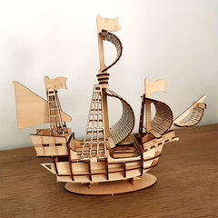 Puzzle 3D en bois, modèle de jouet mécanique fait à la main, jeu de construction, à assembler, modèle de bateau, ornement, cadeau de noël, 1 pièce