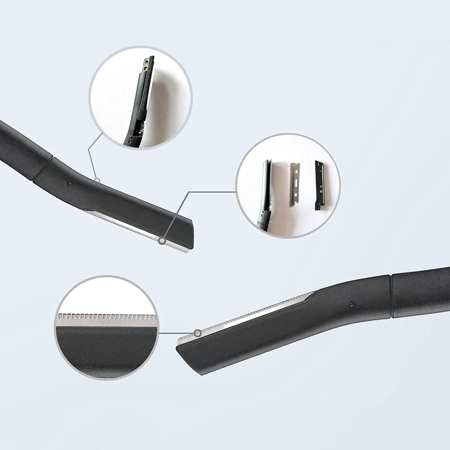 Eyebrow razor kit, beard trimmer, dermaplaning tool, shaper, facial razor for beard and mustache, with 6 sets of blades