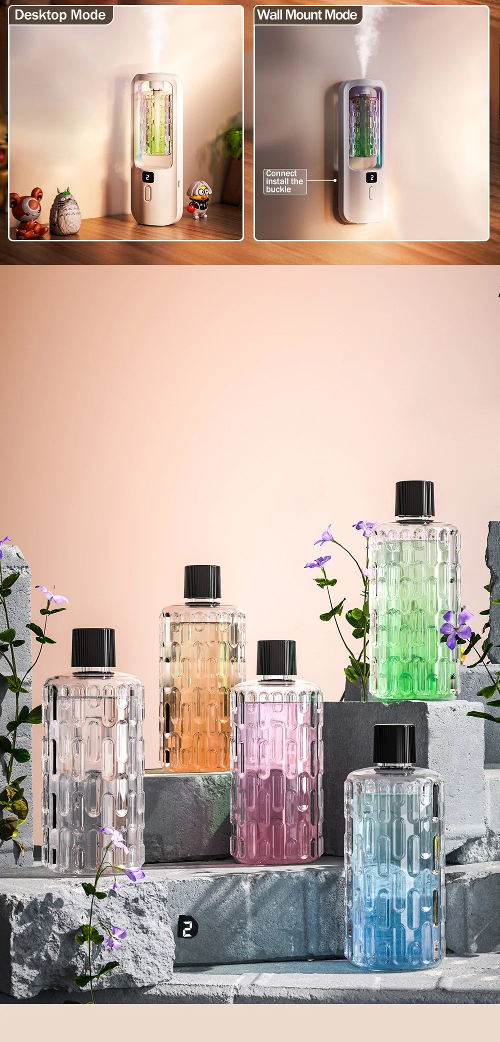 Diffuseur d'aromathérapie automatique pour éliminer les odeurs, adapté à un usage domestique, avec de l'huile essentielle pour le rafraîchissement de l'air.