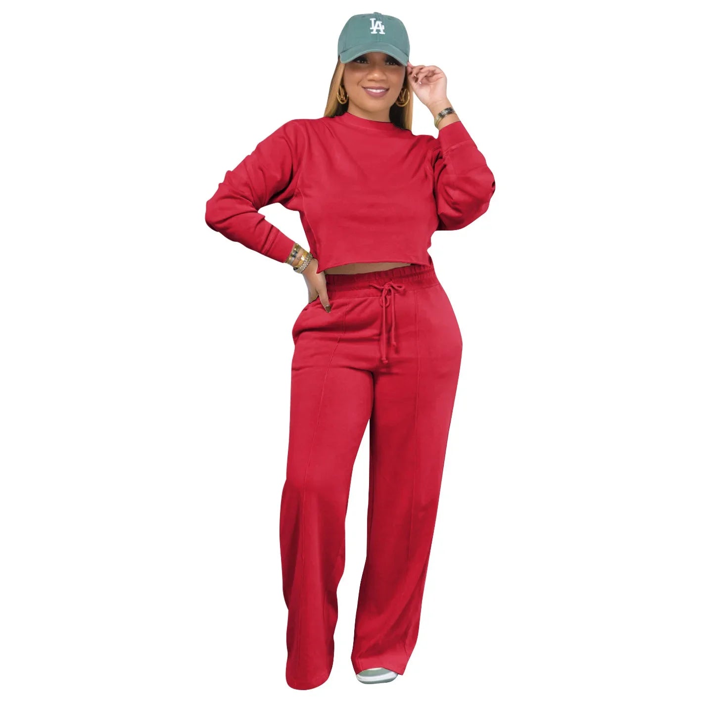 Ensemble de vêtements pour femmes, pull + pantalon, 2 pièces, costumes d'hiver épais et chauds, couleur unie, survêtement décontracté