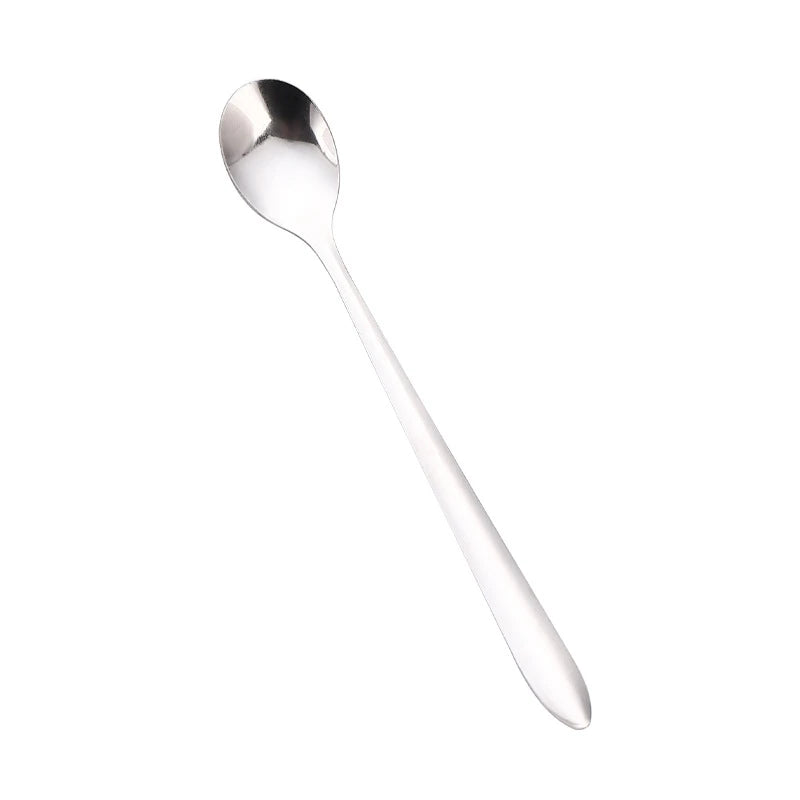 Round, gold-plated stainless steel teaspoons with long handles, for cupcakes, fruit, coffee, honey, desserts, Assad spoon, Britware