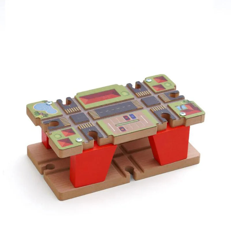 Jouets pour tout-petits, Train en bois, accessoires de voie ferrée, Barricade, scène de piste de plate-forme, jouets Puzzle pour garçons et filles