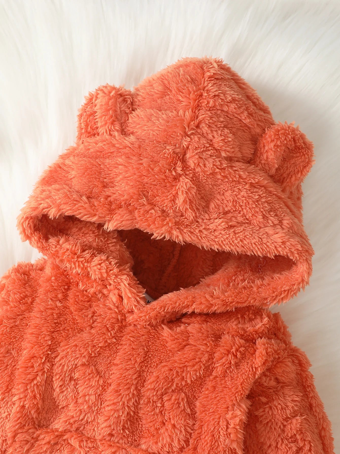 Sweat à capuche en fourrure avec oreilles d'ours pour bébé, pantalon de document solide, taille élastique, poche chaude, style décontracté, mignon, imbibé, automne, hiver, 2 pièces