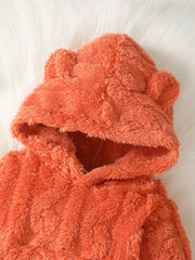 Sweat à capuche en fourrure avec oreilles d'ours pour bébé, pantalon de document solide, taille élastique, poche chaude, style décontracté, mignon, imbibé, automne, hiver, 2 pièces
