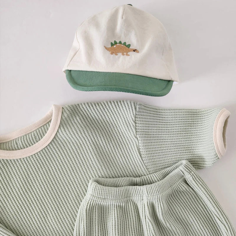 Style coréen enfants vêtements costume gaufre pull + pantalon bébé garçons filles vêtements ensemble printemps automne enfants vêtements costume