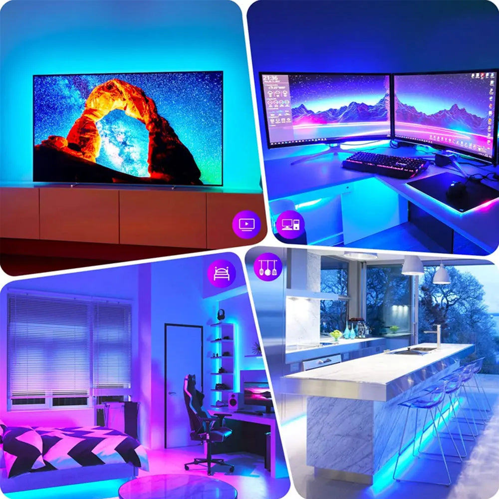 5V USB LED Strip Light, TV Backlight Strip with Remote Control, DIY Color Lighting, 49/49/55/58 inch, Decoration