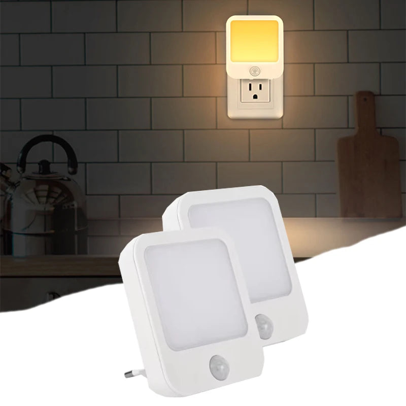 Lampe de chevet LED pour enfants, veilleuse avec prise US/EU, capteur de mouvement intelligent, applique murale pour la maison, adaptée au couloir