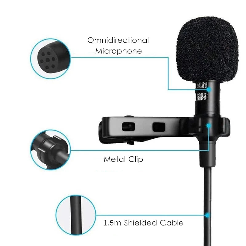 USB Mini Microphone Lavalier Type C pince métallique micro à revers 3.5mm Microphone à condensateur pour PC portable téléphone portable conférence Mike