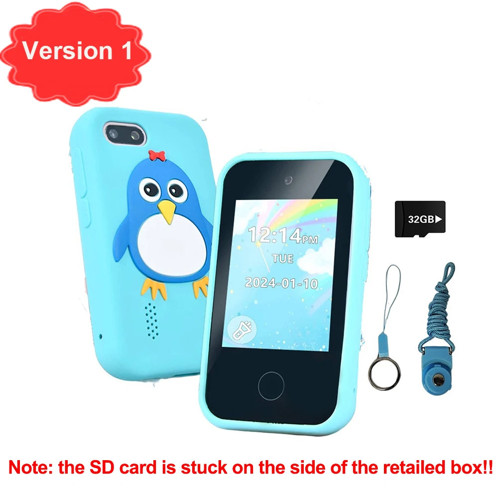 Jouets éducatifs pour téléphone pour enfants, 18 jeux, jouet Musical, caméra Selfie Mobile pour bébé avec carte TF 32G, jouets pour enfants, cadeaux d'anniversaire