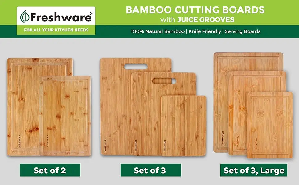 Planches à découper en bambou pour la cuisine, planche à découper en bois pour hacher de la viande, des fruits, du fromage, lot de 3