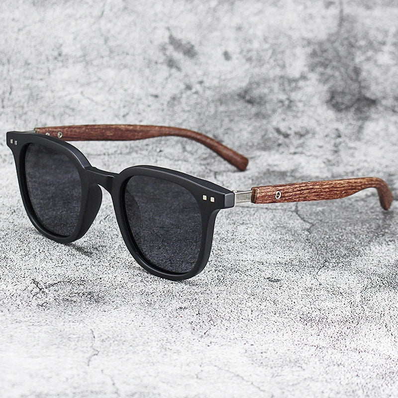Nouveaux hommes Vintage cadre en bois lunettes de soleil marque classique carré lunettes de soleil revêtement lentille conduite lunettes pour femmes mâle